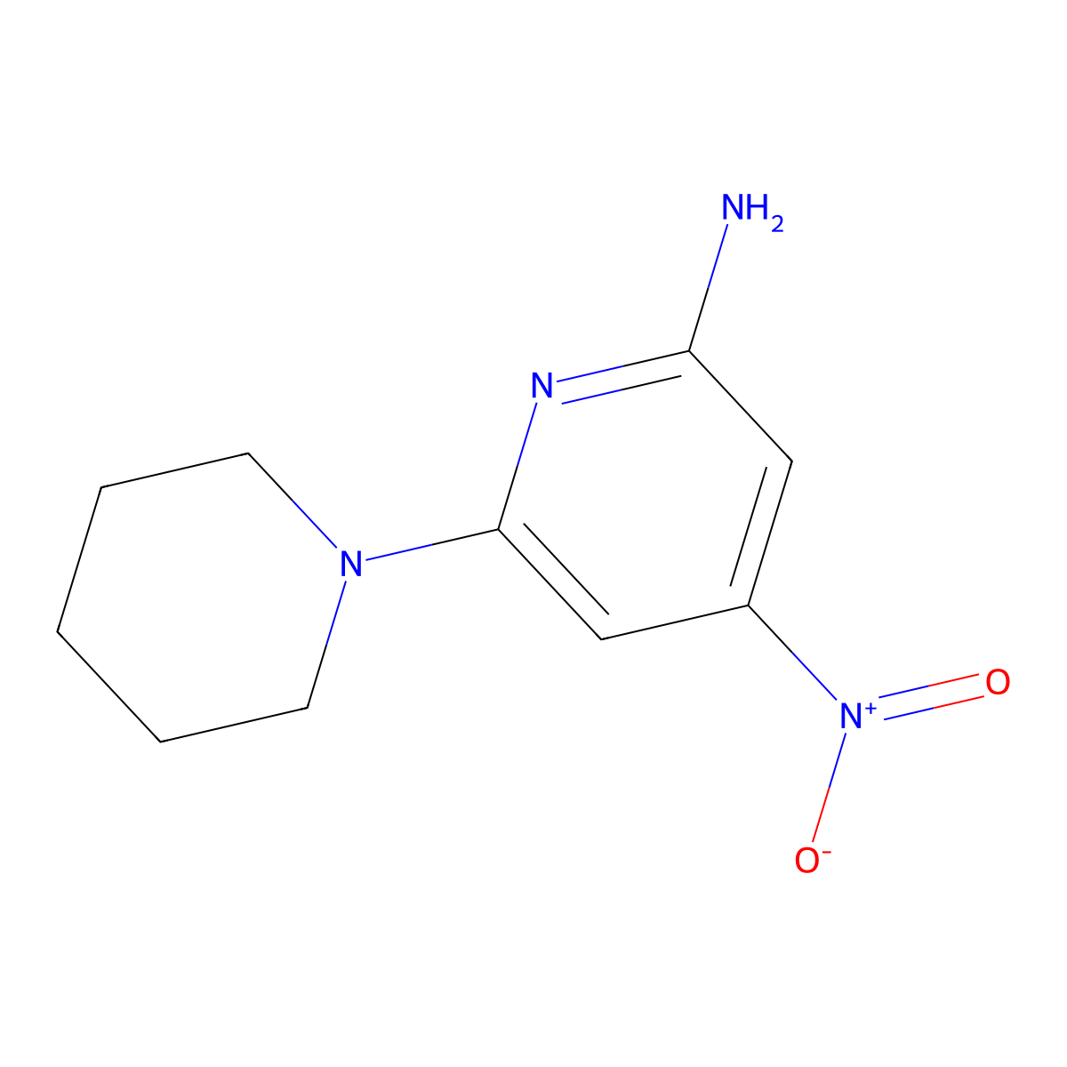 4-Nitro-6-(piperidin-1-yl)pyridin-2-amine molecular structure, CAS 1692462-62-6