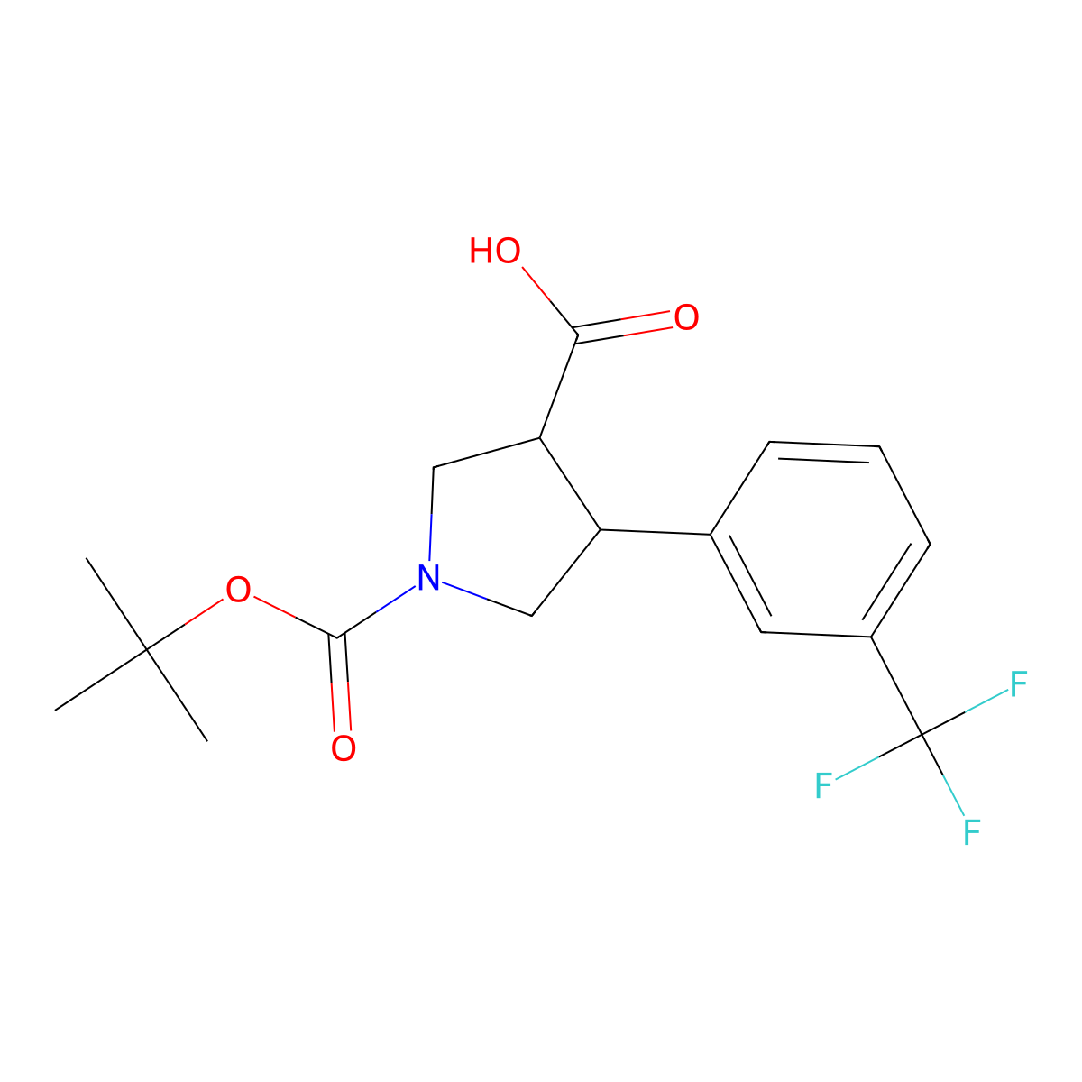 trans-1-(tert-Butoxycarbonyl)-4-(3-(trifluoromethyl)phenyl)pyrrolidine-3-carboxylic acid molecular structure, CAS 169248-97-9