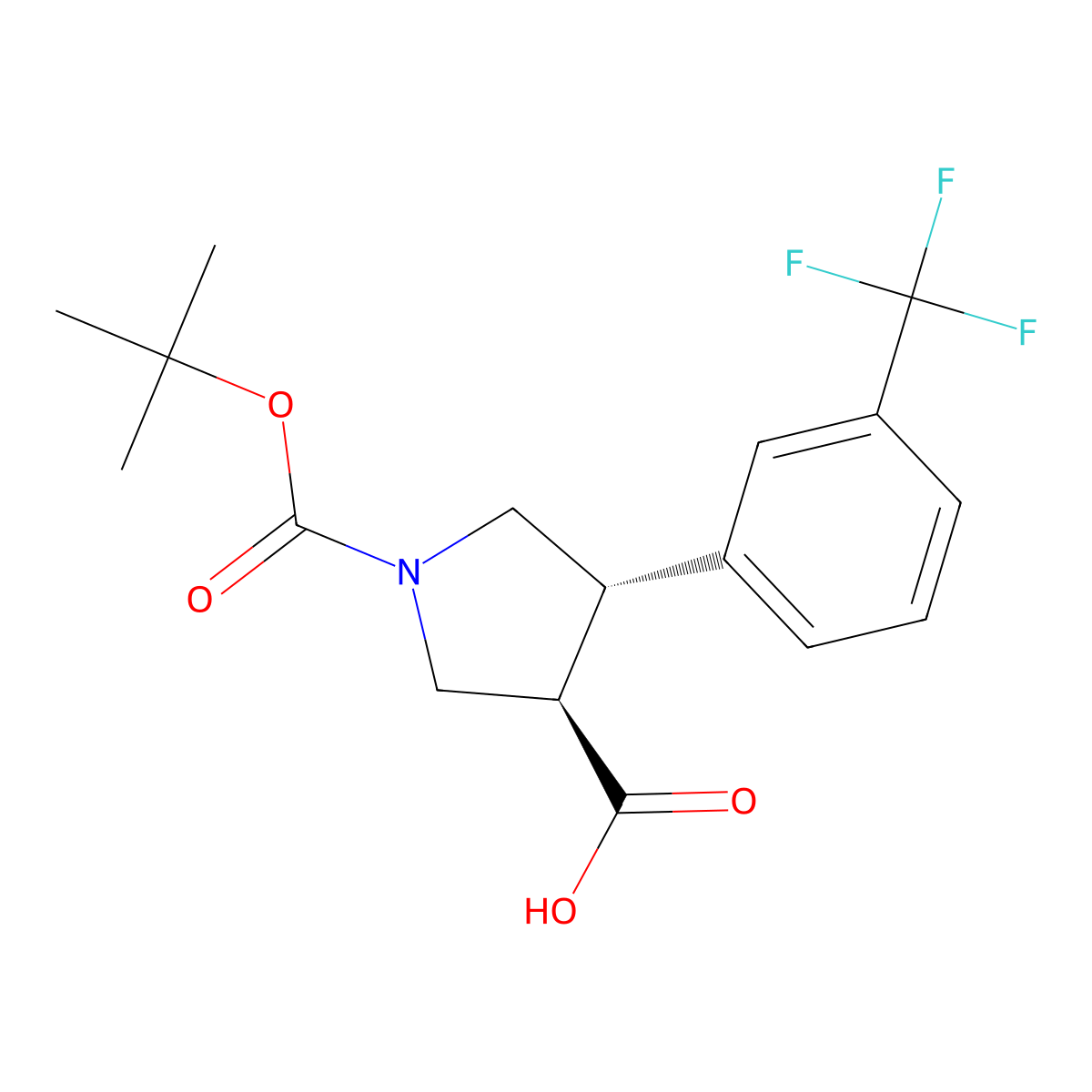 trans-1-(tert-Butoxycarbonyl)-4-(3-(trifluoromethyl)phenyl)pyrrolidine-3-carboxylic acid molecular structure, CAS 169248-97-9