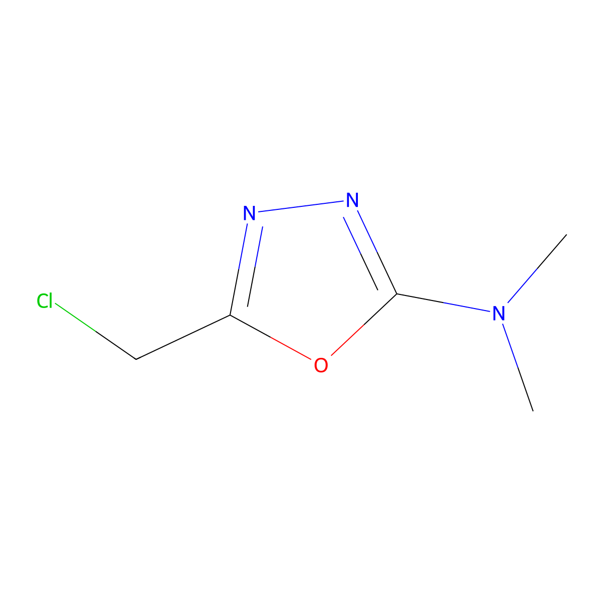 5-(chloromethyl)-N,N-dimethyl-1,3,4-oxadiazol-2-amine molecular structure, CAS 1692481-50-7