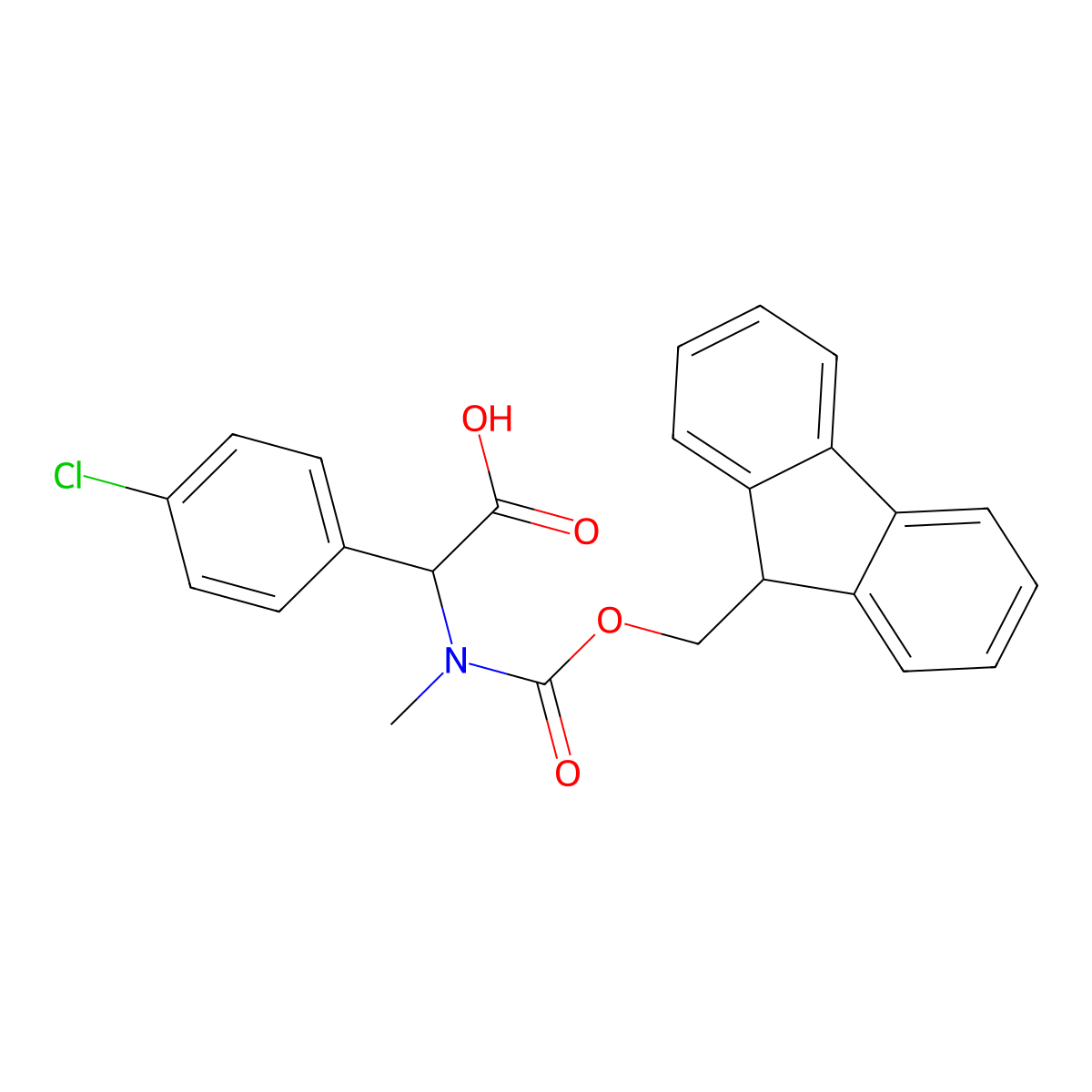 2-(4-chlorophenyl)-2-({[(9H-fluoren-9-yl)methoxy]carbonyl}(methyl)amino)acetic acid molecular structure, CAS 1692482-54-4