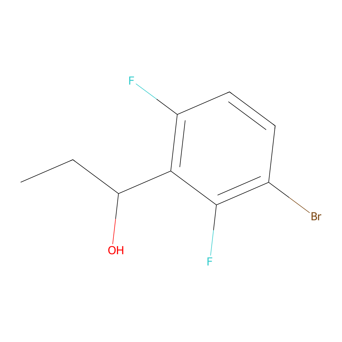 1-(3-Bromo-2,6-difluorophenyl)propan-1-ol molecular structure, CAS 1692508-76-1