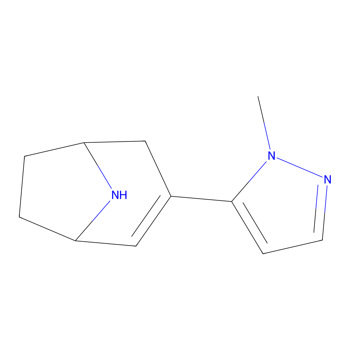 3-(1-methyl-1H-pyrazol-5-yl)-8-azabicyclo[3.2.1]oct-2-ene molecular structure, CAS 1692516-25-8