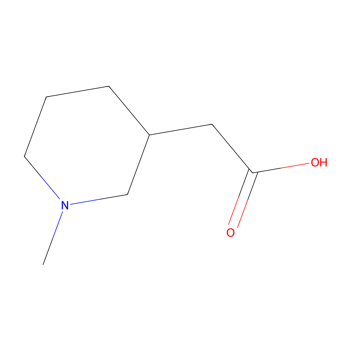 2-(1-Methylpiperidin-3-yl)acetic acid molecular structure, CAS 169253-08-1