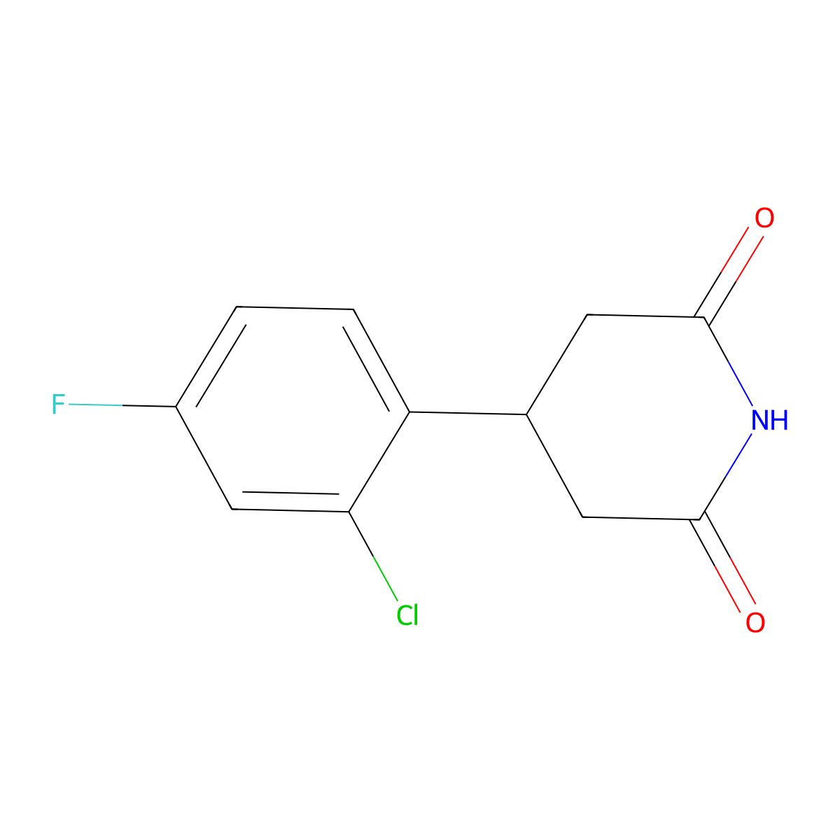4-(2-Chloro-4-fluorophenyl)piperidine-2,6-dione molecular structure, CAS 1692551-83-9