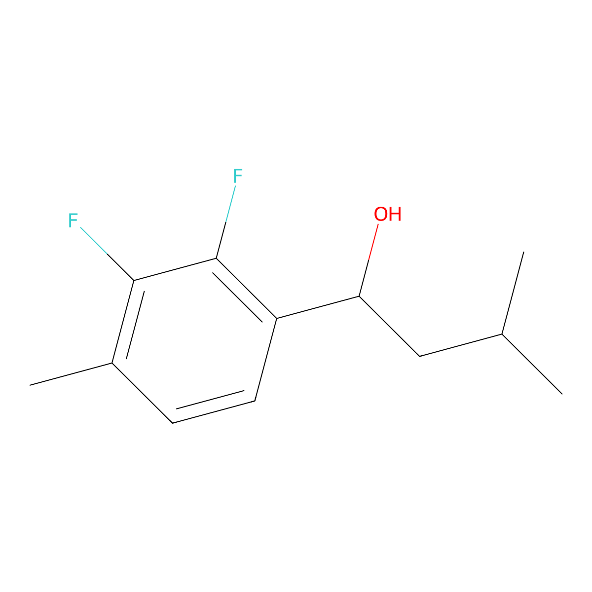 1-(2,3-Difluoro-4-methylphenyl)-3-methylbutan-1-ol molecular structure, CAS 1692557-34-8