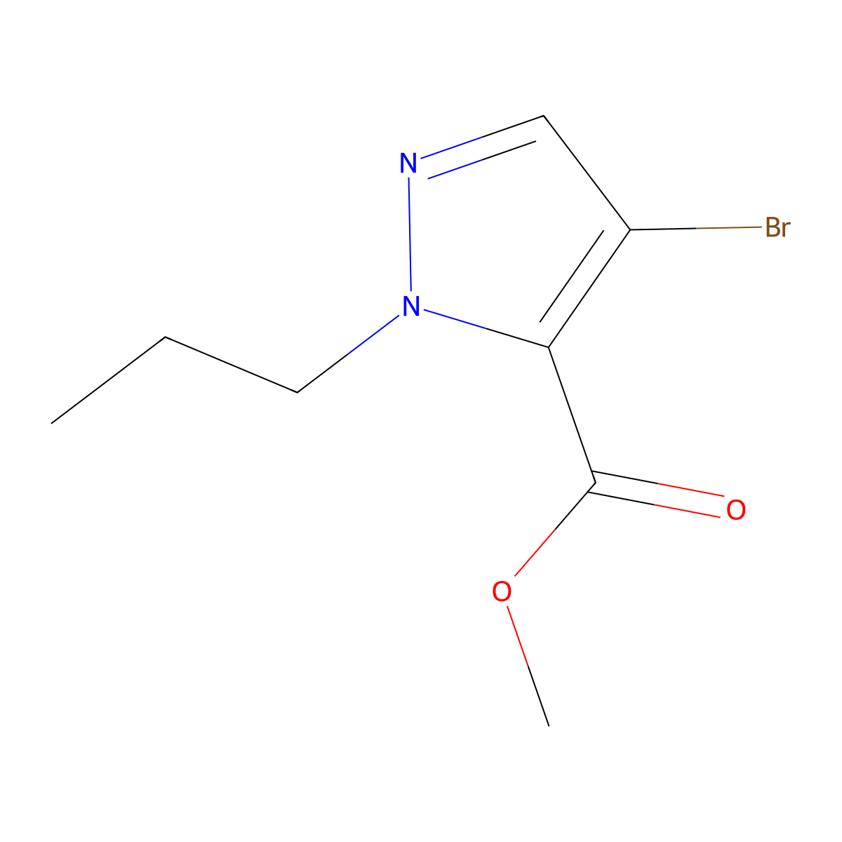 methyl 4-bromo-1-propyl-1H-pyrazole-5-carboxylate molecular structure, CAS 1692557-69-9