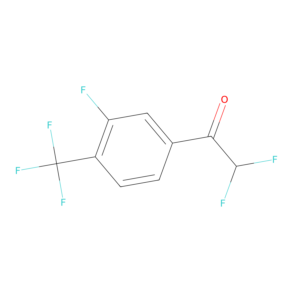 2,2-Difluoro-1-[3-fluoro-4-(trifluoromethyl)phenyl]ethan-1-one molecular structure, CAS 1692558-93-2