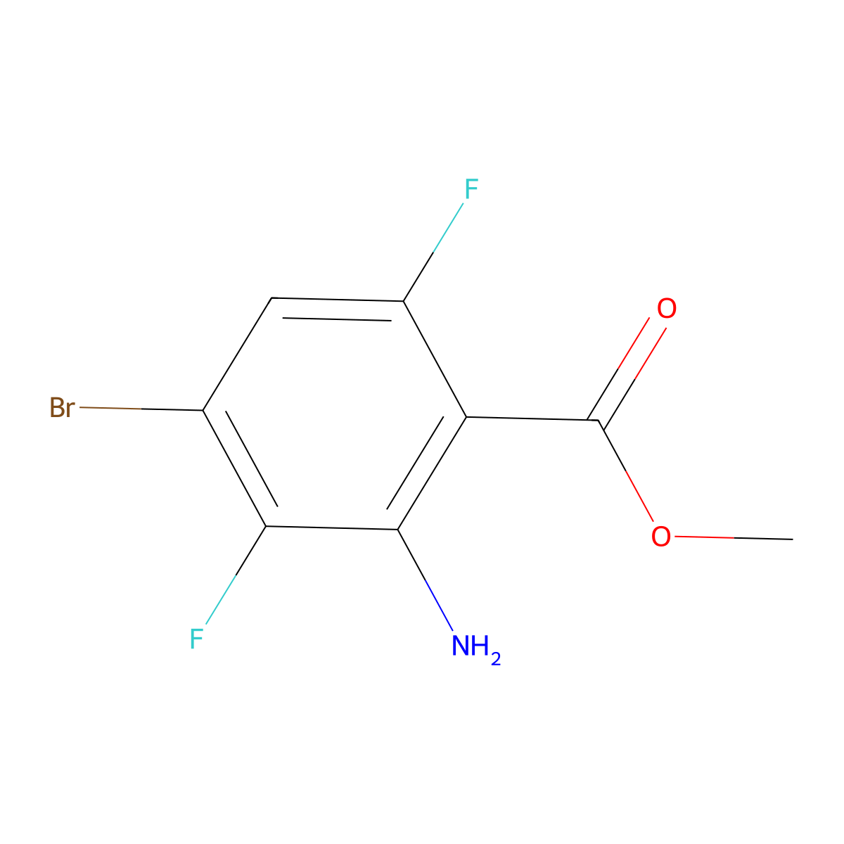 Methyl 2-amino-4-bromo-3,6-difluorobenzoate molecular structure, CAS 1692564-79-6