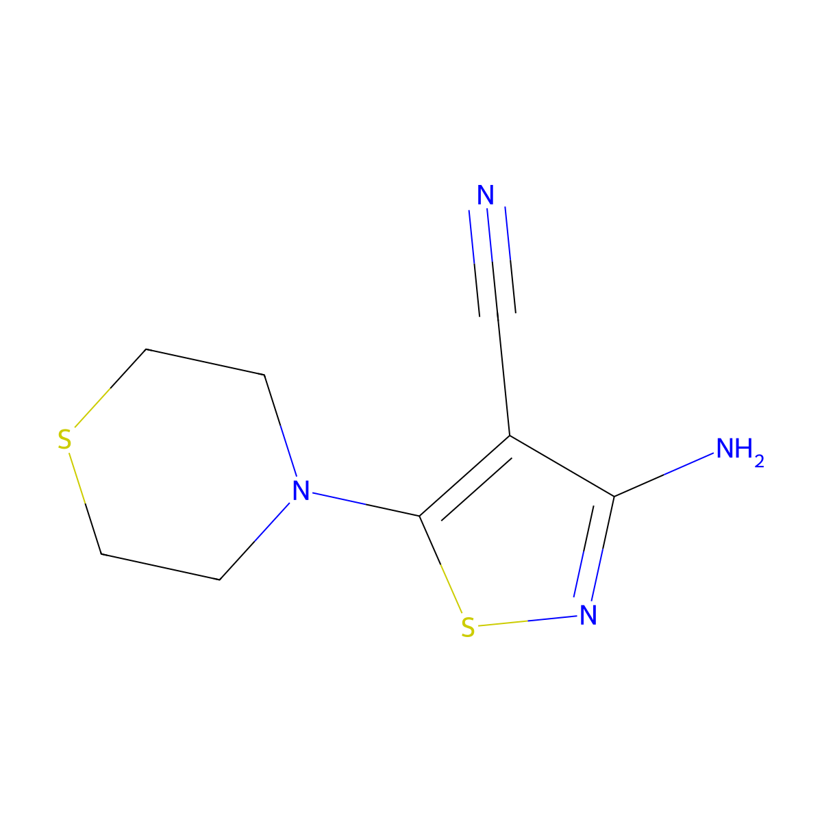 3-Amino-5-thiomorpholin-4-yl-1,2-thiazole-4-carbonitrile molecular structure, CAS 1692568-77-6