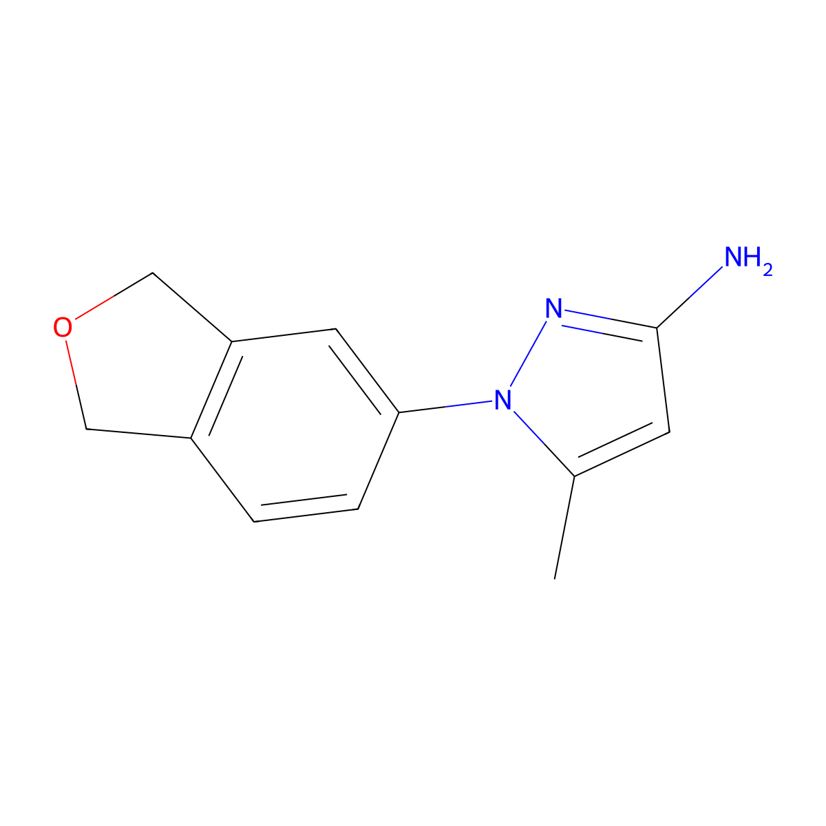 1-(1,3-dihydro-2-benzofuran-5-yl)-5-methyl-1H-pyrazol-3-amine molecular structure, CAS 1692569-24-6