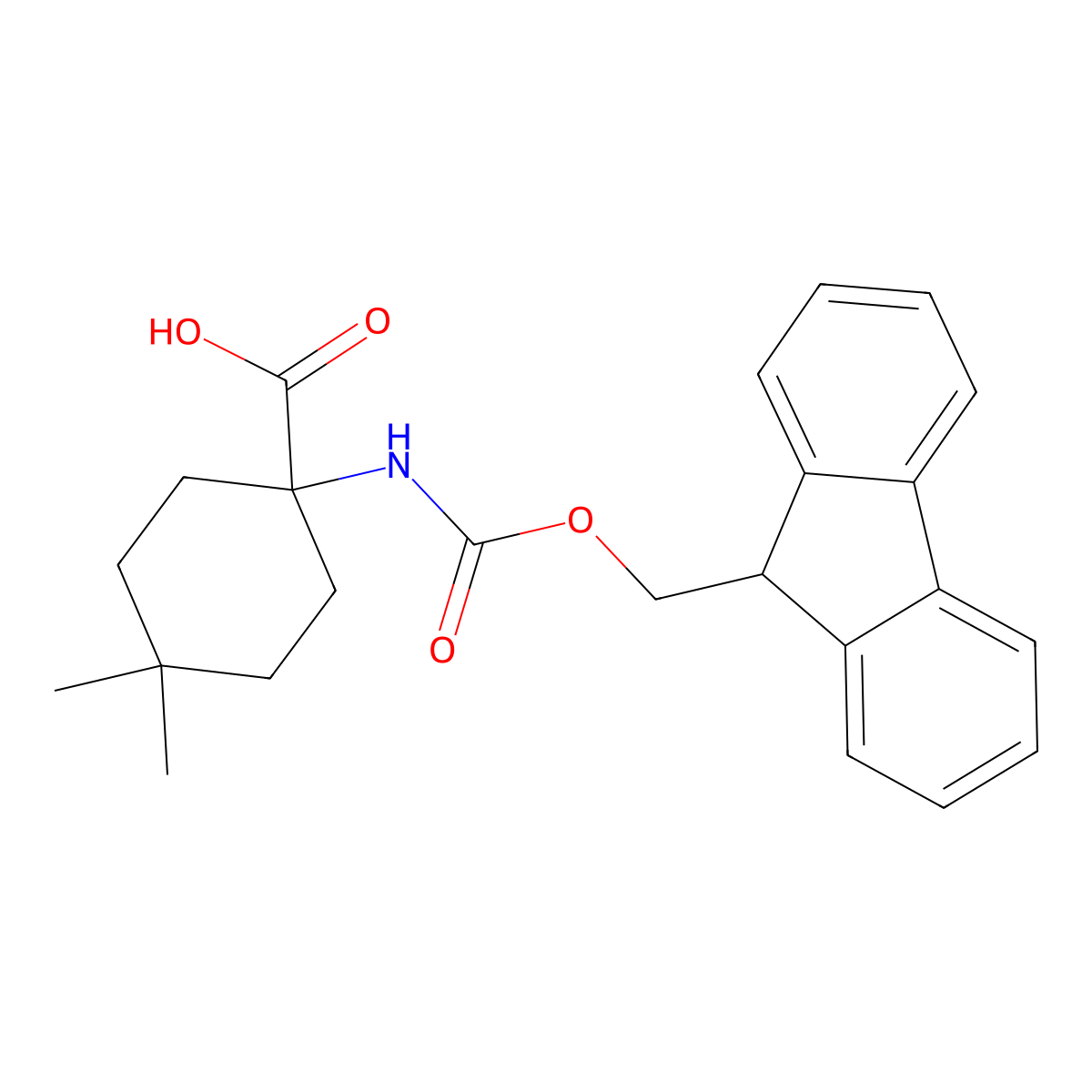 1-({[(9H-fluoren-9-yl)methoxy]carbonyl}amino)-4,4-dimethylcyclohexane-1-carboxylic acid molecular structure, CAS 1692570-92-5