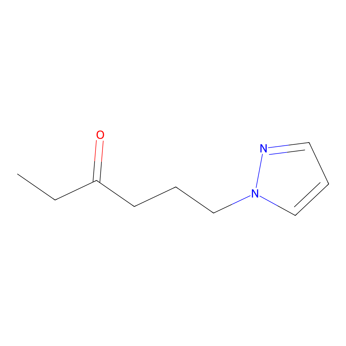 6-(1H-pyrazol-1-yl)hexan-3-one molecular structure, CAS 1692572-10-3