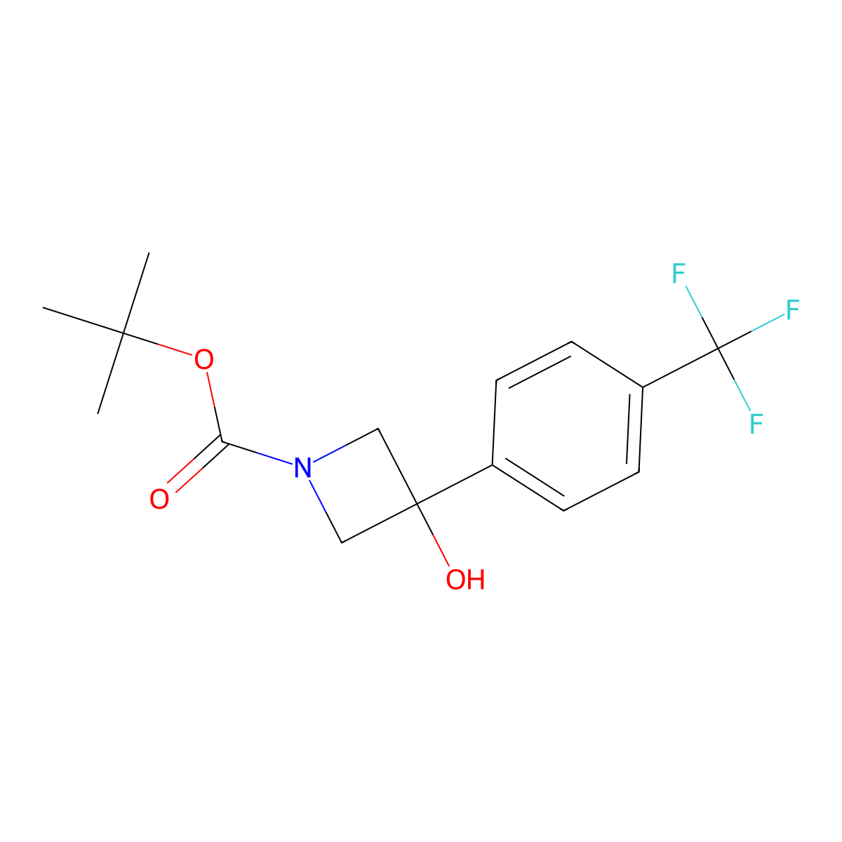 1,1-Dimethylethyl 3-hydroxy-3-[4-(trifluoromethyl)phenyl]-1-azetidinecarboxylate molecular structure, CAS 1692574-33-6
