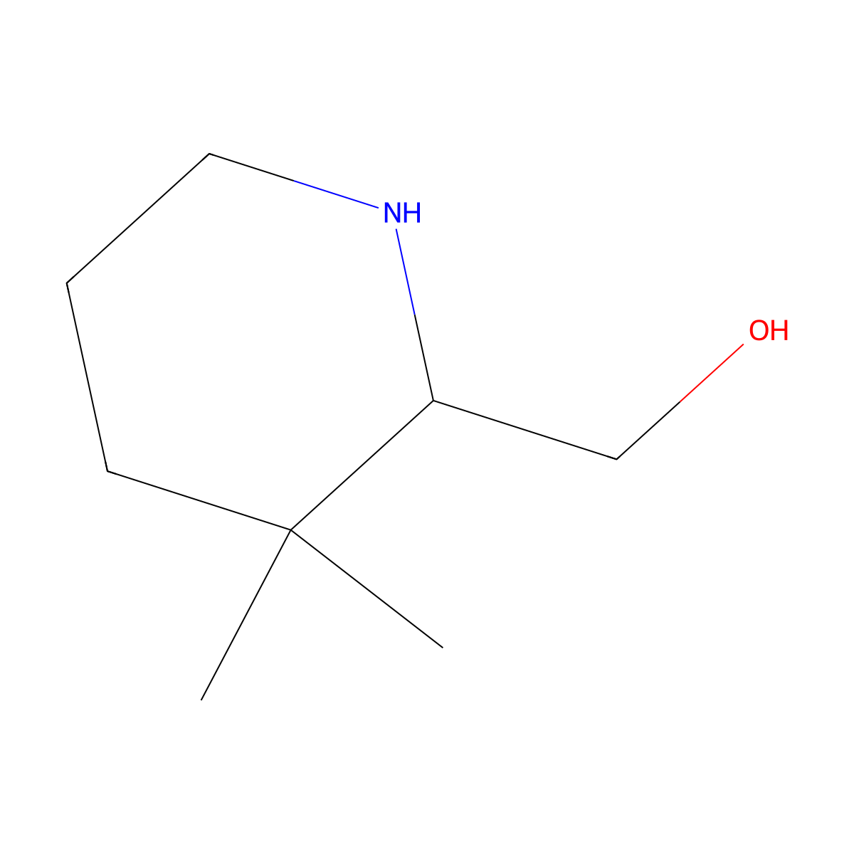 (3,3-Dimethylpiperidin-2-yl)methanol molecular structure, CAS 1692598-06-3