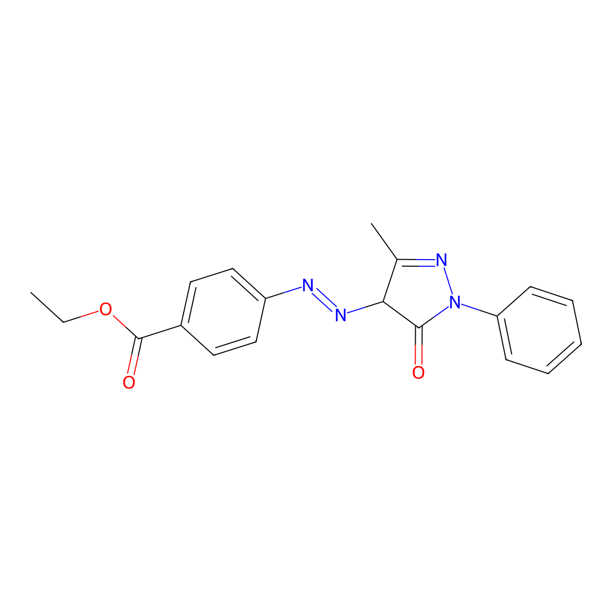 Benzoic acid, 4-[2-(4,5-dihydro-3-methyl-5-oxo-1-phenyl-1H-pyrazol-4-yl)diazenyl]-, ethyl ester molecular structure, CAS 16926-70-8