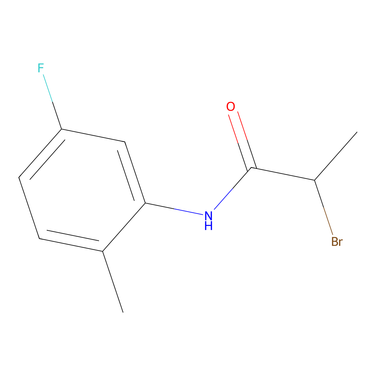 2-bromo-N-(5-fluoro-2-methylphenyl)propanamide molecular structure, CAS 1692613-72-1