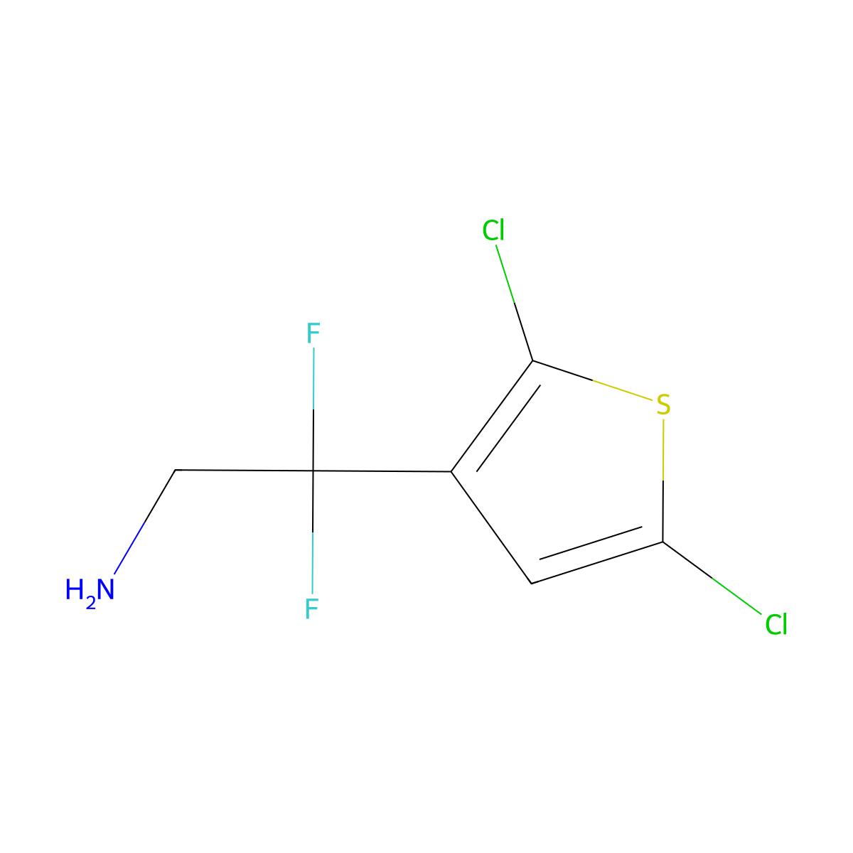 2-(2,5-Dichlorothiophen-3-yl)-2,2-difluoroethan-1-amine molecular structure, CAS 1692615-70-5