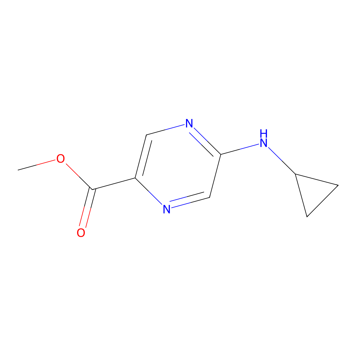 Methyl5-(cyclopropylamino)pyrazine-2-carboxylate molecular structure, CAS 1692629-45-0