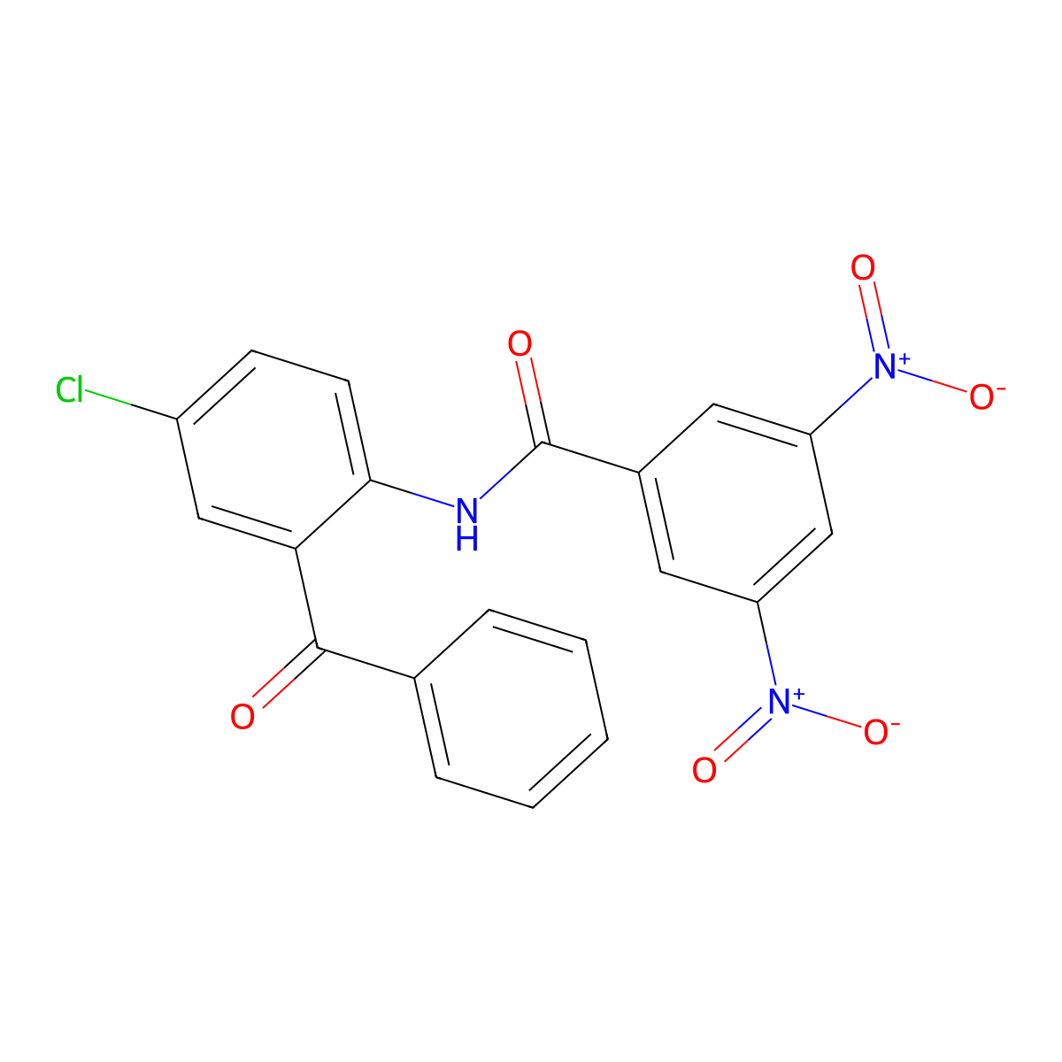 N-(2-benzoyl-4-chlorophenyl)-3,5-dinitrobenzamide molecular structure, CAS 169263-15-4