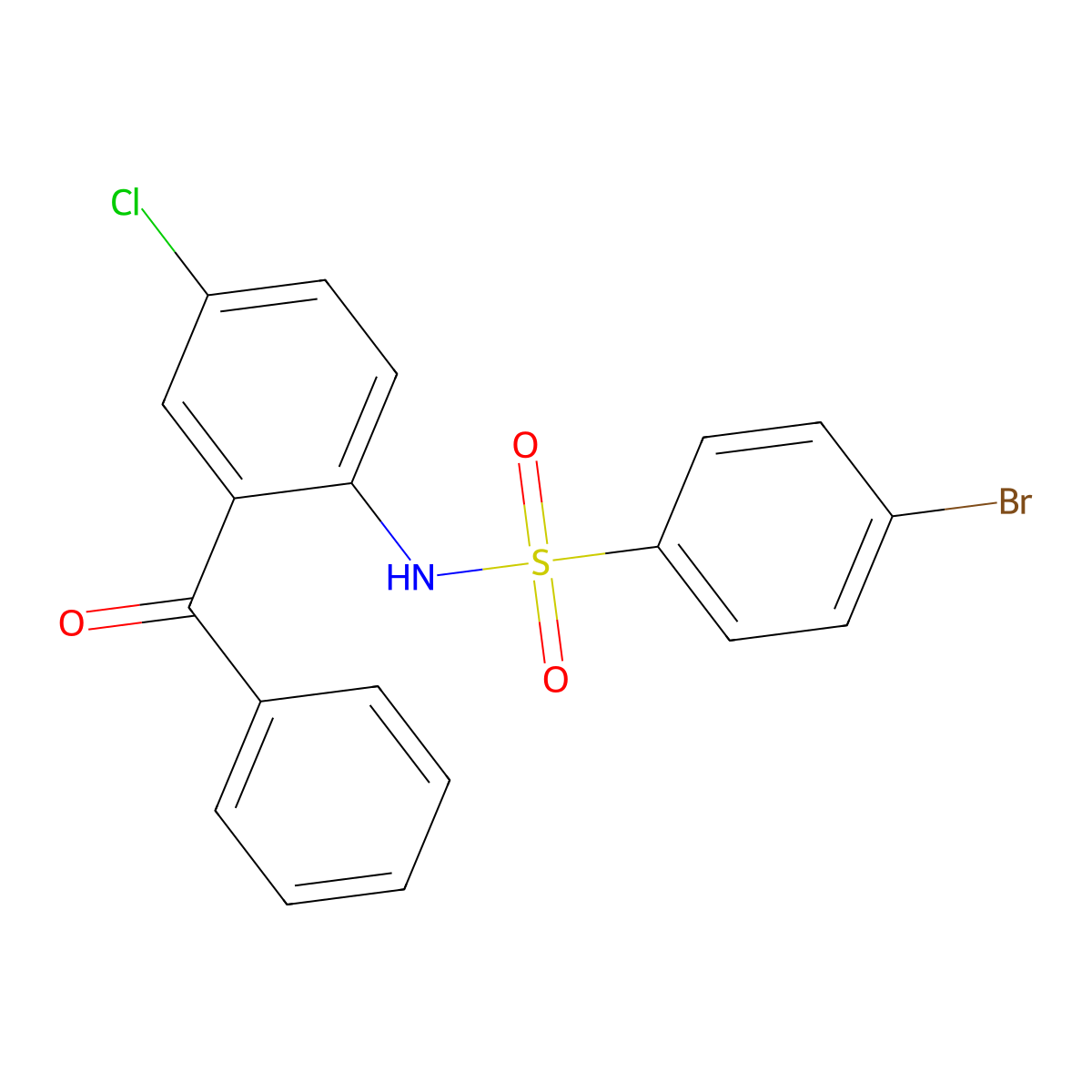 N-(2-benzoyl-4-chloro-phenyl)-4-bromo-benzenesulfonamide molecular structure, CAS 169263-20-1