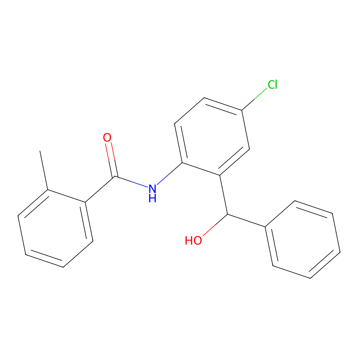 N-{4-chloro-2-[hydroxy(phenyl)methyl]phenyl}-2-methylbenzamide molecular structure, CAS 169263-25-6
