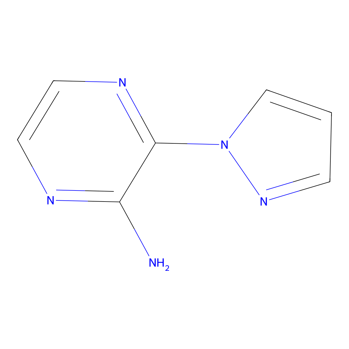 3-(1H-pyrazol-1-yl)pyrazin-2-amine molecular structure, CAS 1692631-95-0