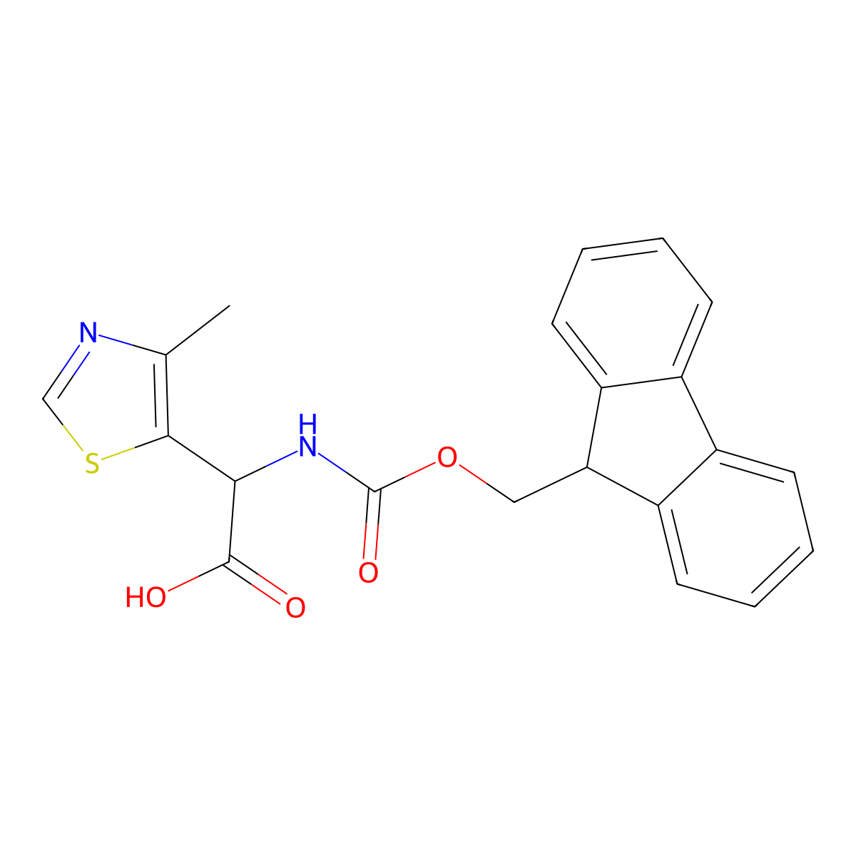 2-({[(9H-fluoren-9-yl)methoxy]carbonyl}amino)-2-(4-methyl-1,3-thiazol-5-yl)acetic acid molecular structure, CAS 1692636-77-3
