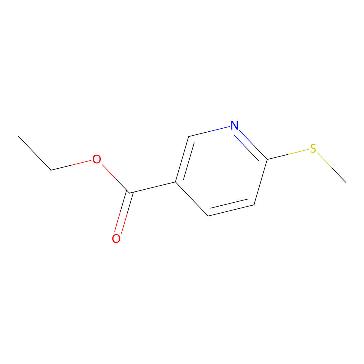 Ethyl 6-(methylsulfanyl)pyridine-3-carboxylate molecular structure, CAS 1692640-50-8
