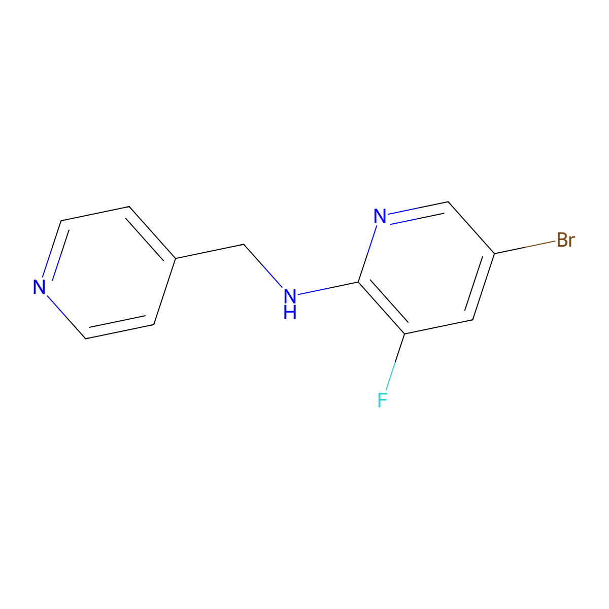 5-bromo-3-fluoro-N-[(pyridin-4-yl)methyl]pyridin-2-amine molecular structure, CAS 1692643-17-6