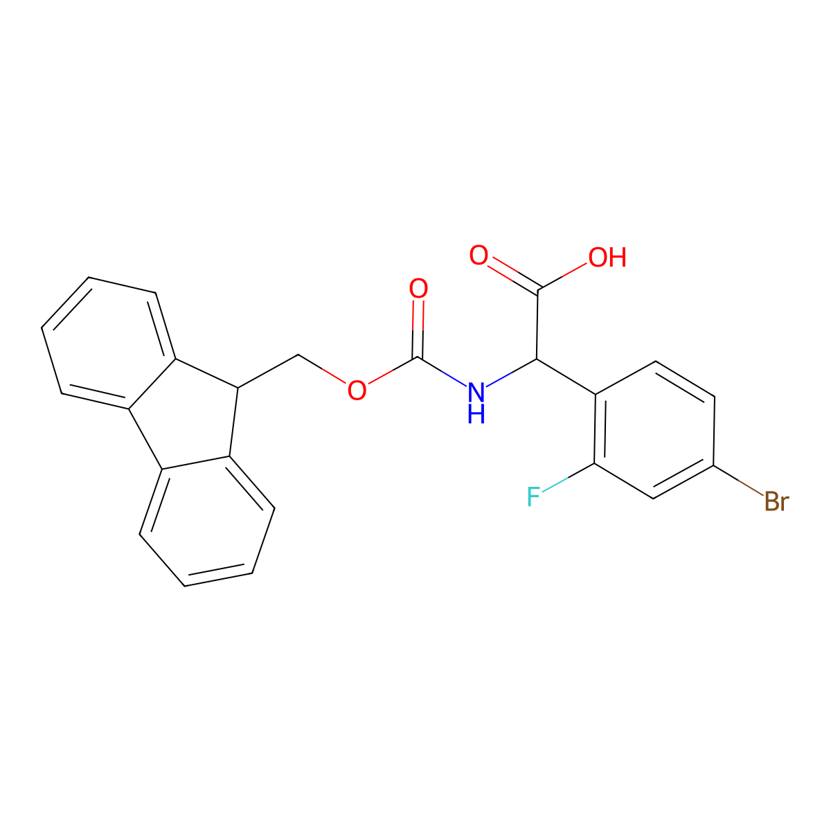 2-(4-bromo-2-fluorophenyl)-2-({[(9H-fluoren-9-yl)methoxy]carbonyl}amino)acetic acid molecular structure, CAS 1692647-74-7