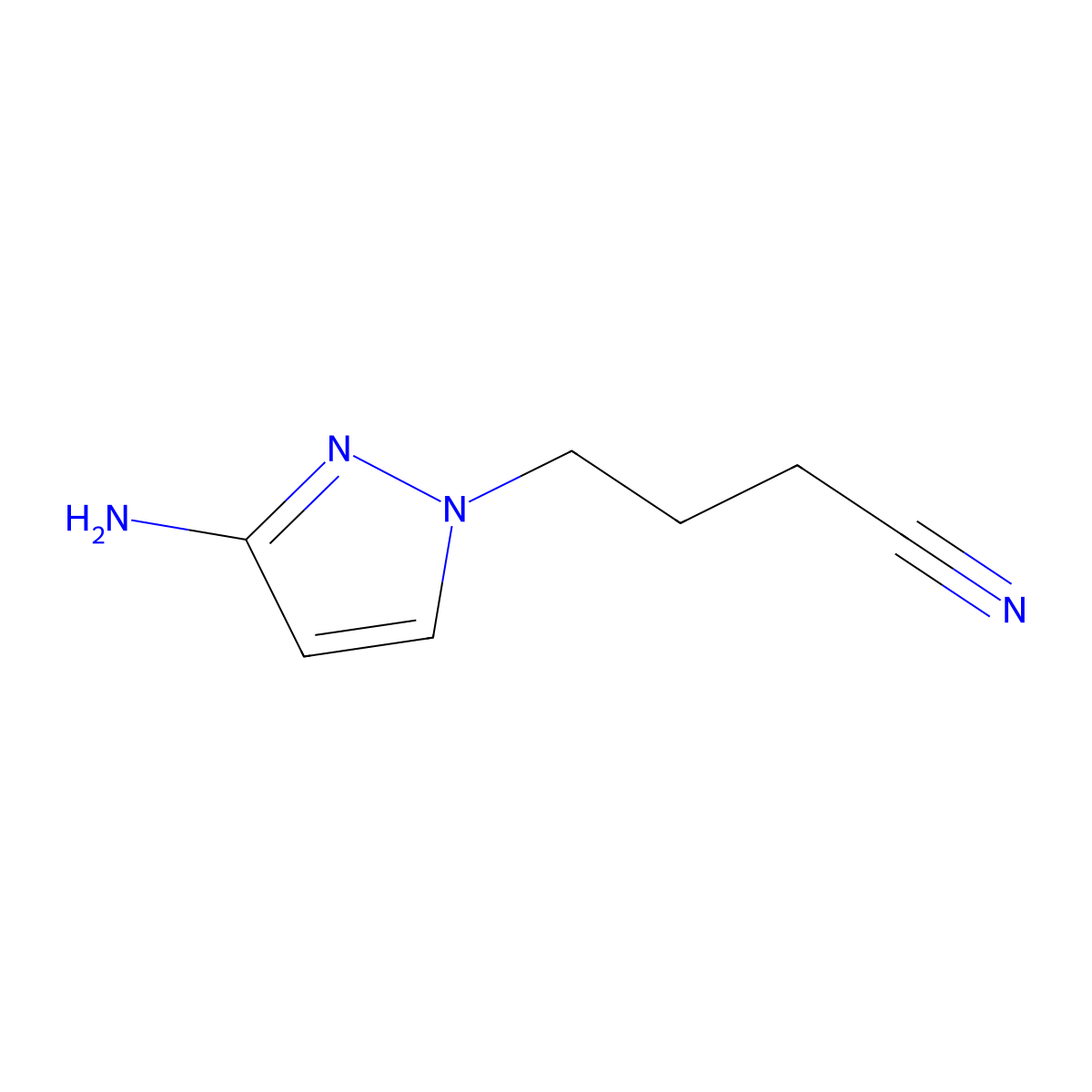 4-(3-amino-1H-pyrazol-1-yl)butanenitrile molecular structure, CAS 169266-68-6