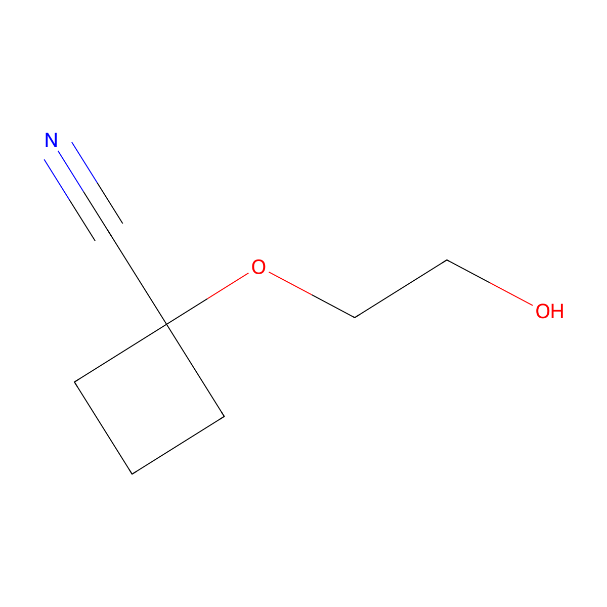 1-(2-Hydroxyethoxy)cyclobutane-1-carbonitrile molecular structure, CAS 1692671-01-4