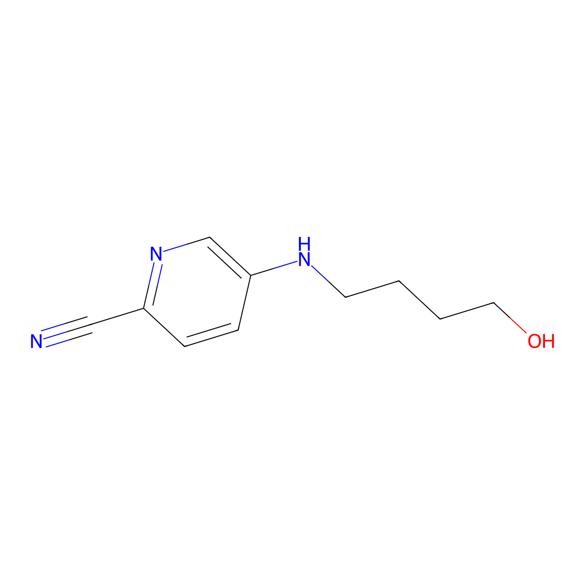 5-[(4-Hydroxybutyl)amino]pyridine-2-carbonitrile molecular structure, CAS 1692675-43-6