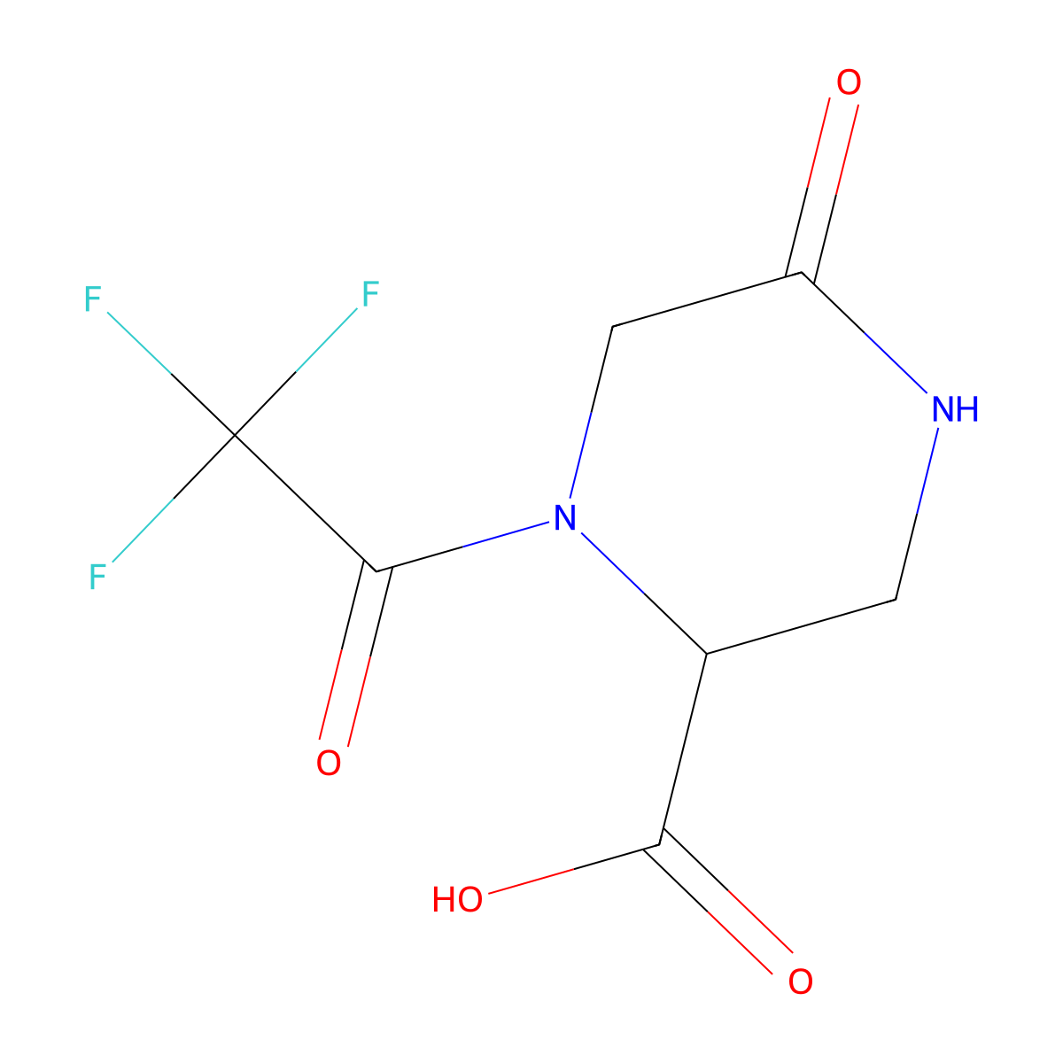 5-Oxo-1-(trifluoroacetyl)piperazine-2-carboxylic acid molecular structure, CAS 1692681-62-1