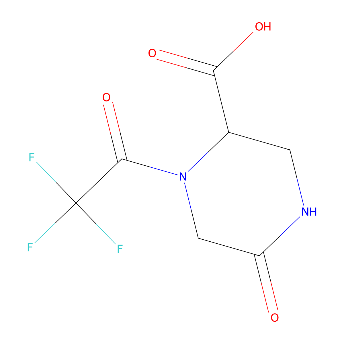 5-Oxo-1-(trifluoroacetyl)piperazine-2-carboxylic acid molecular structure, CAS 1692681-62-1