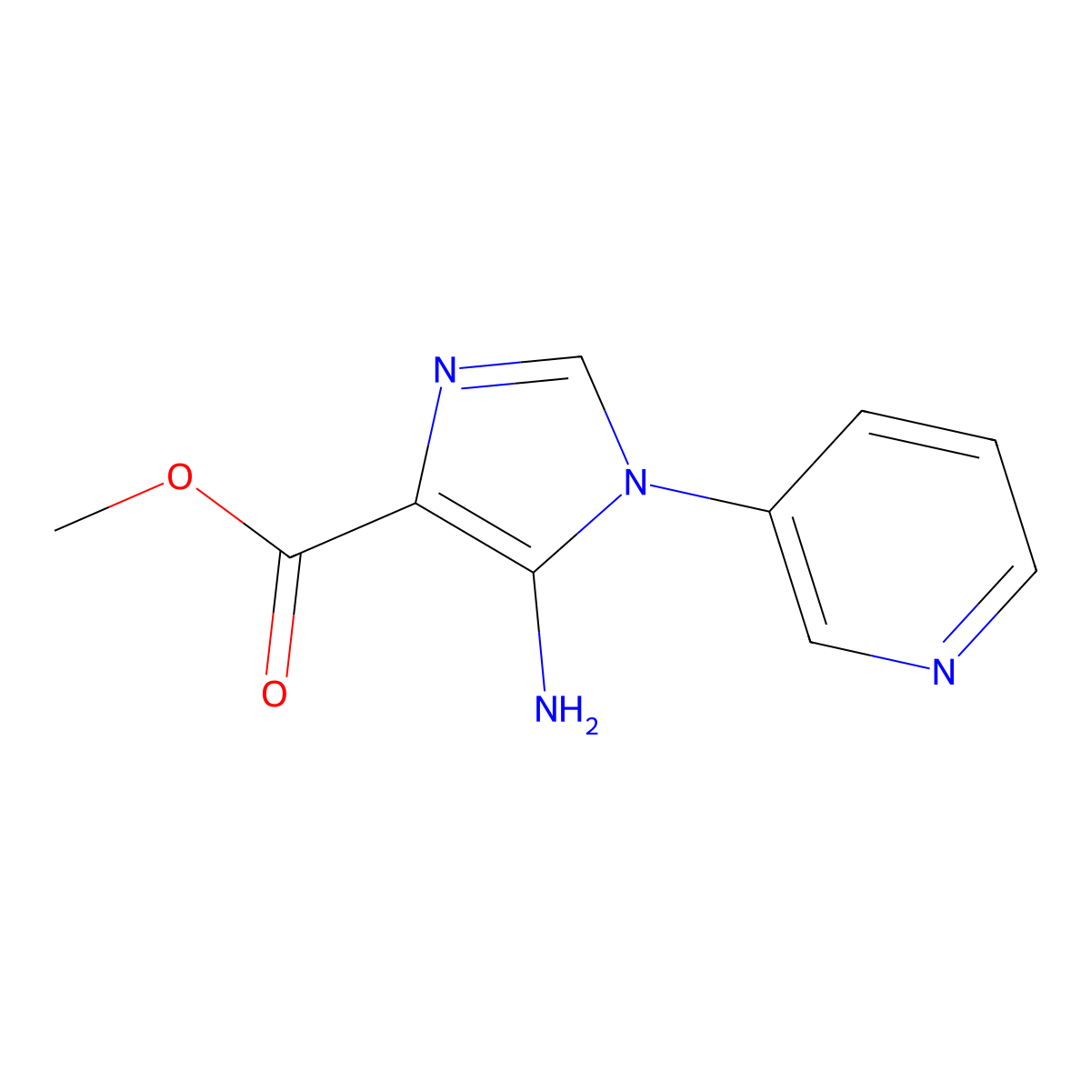 methyl 5-amino-1-(pyridin-3-yl)-1H-imidazole-4-carboxylate molecular structure, CAS 1692684-74-4