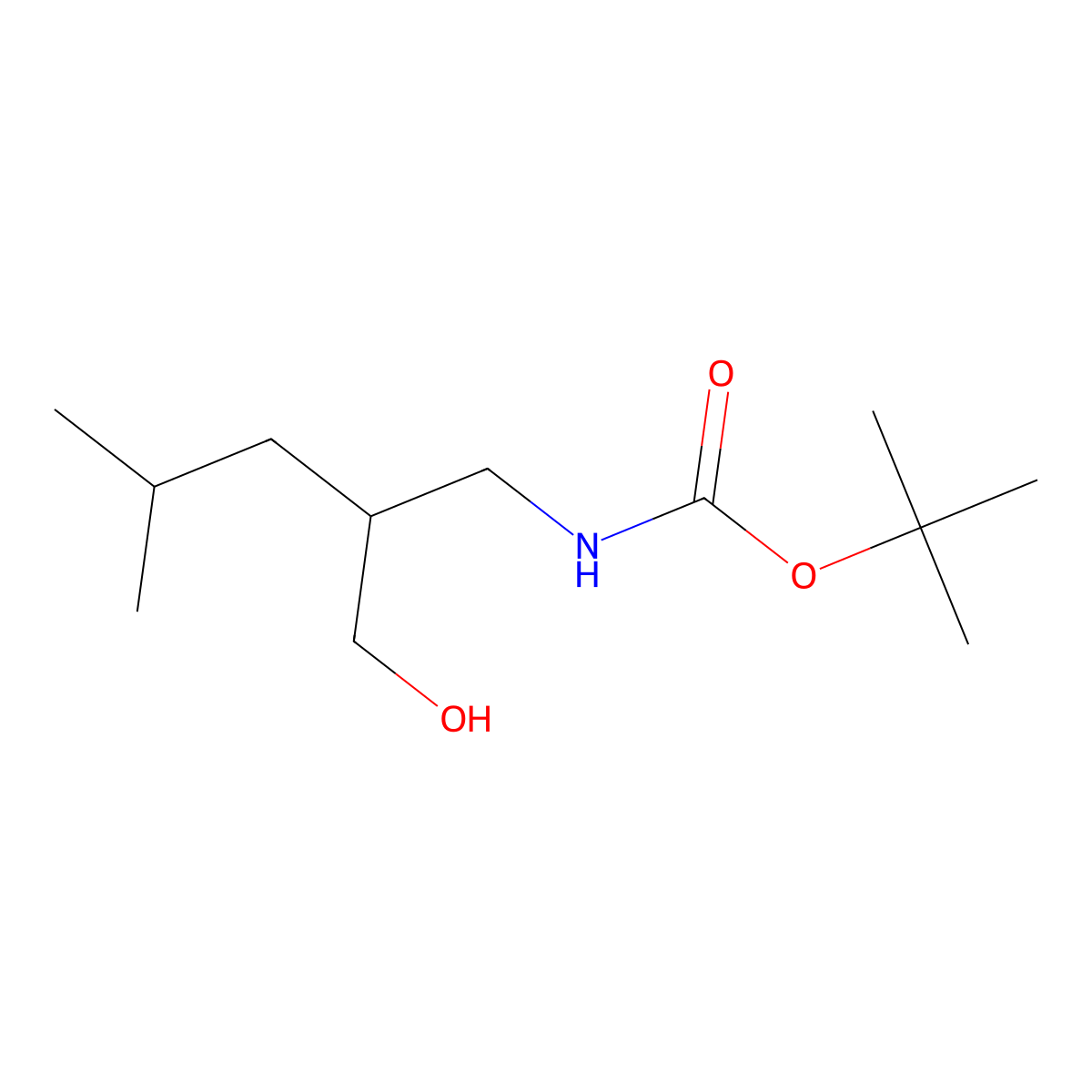 tert-butyl N-(3-hydroxy-2-(2-methylpropyl)propyl)carbamate molecular structure, CAS 1692710-67-0