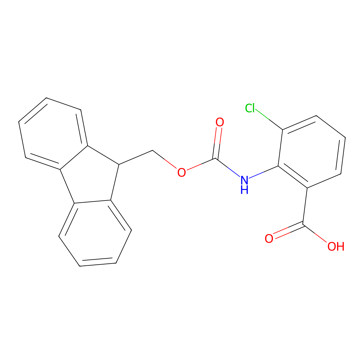 3-chloro-2-({[(9H-fluoren-9-yl)methoxy]carbonyl}amino)benzoic acid molecular structure, CAS 1692712-34-7