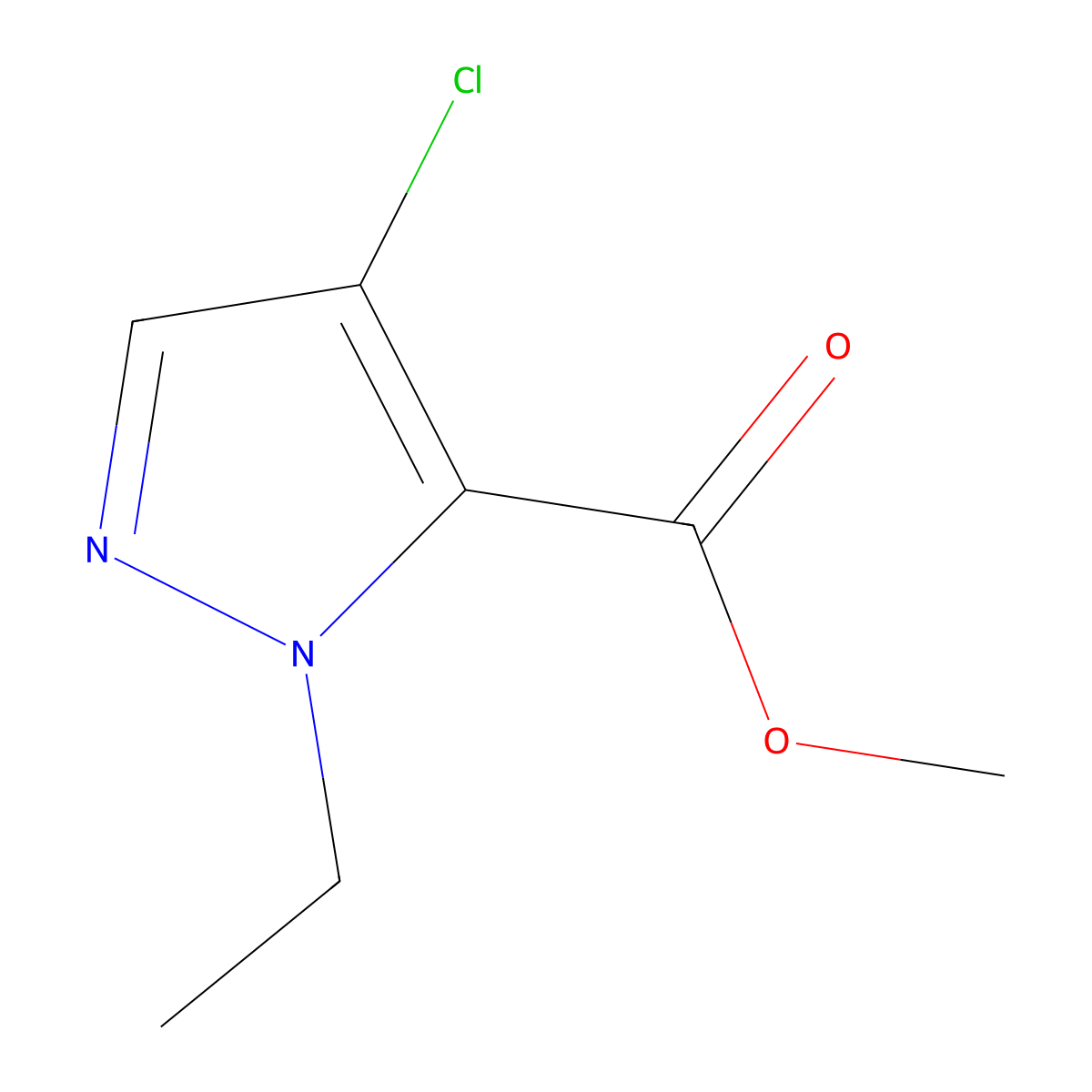 Methyl 4-chloro-1-ethyl-1H-pyrazole-5-carboxylate molecular structure, CAS 1692714-97-8