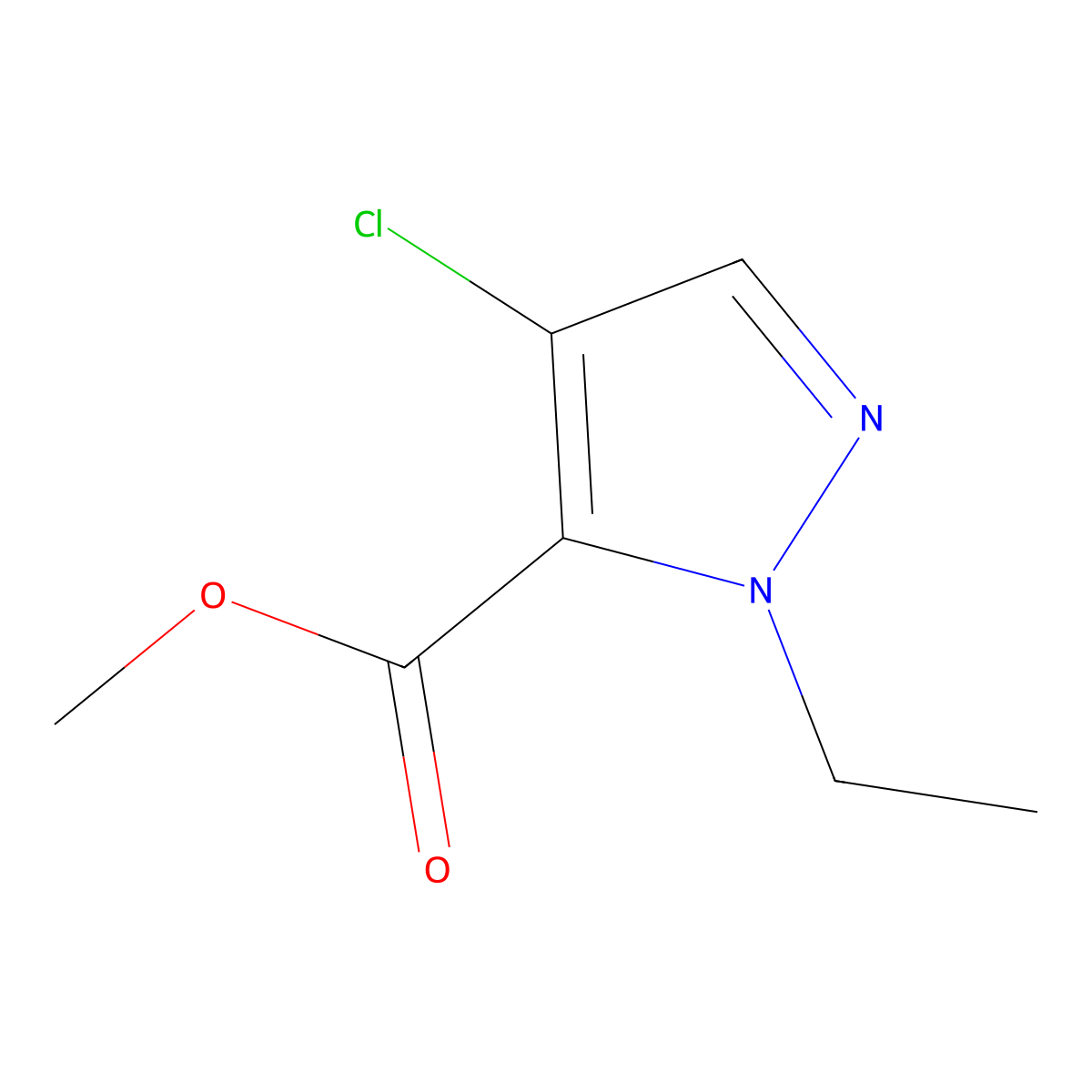 Methyl 4-chloro-1-ethyl-1H-pyrazole-5-carboxylate molecular structure, CAS 1692714-97-8