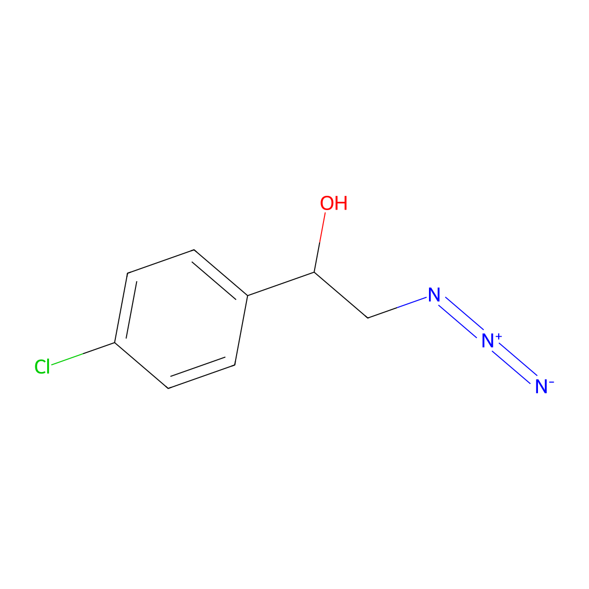 (1R)-2-azido-1-(4-chlorophenyl)ethan-1-ol molecular structure, CAS 169272-22-4