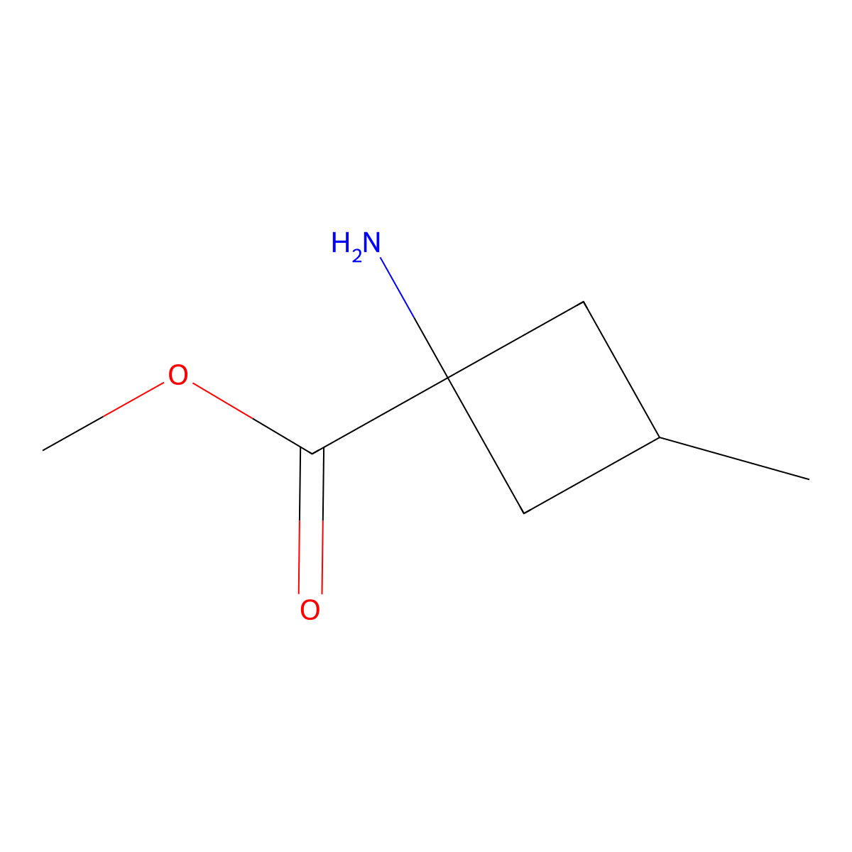 Methyl 1-amino-3-methylcyclobutane-1-carboxylate molecular structure, CAS 1692733-23-5