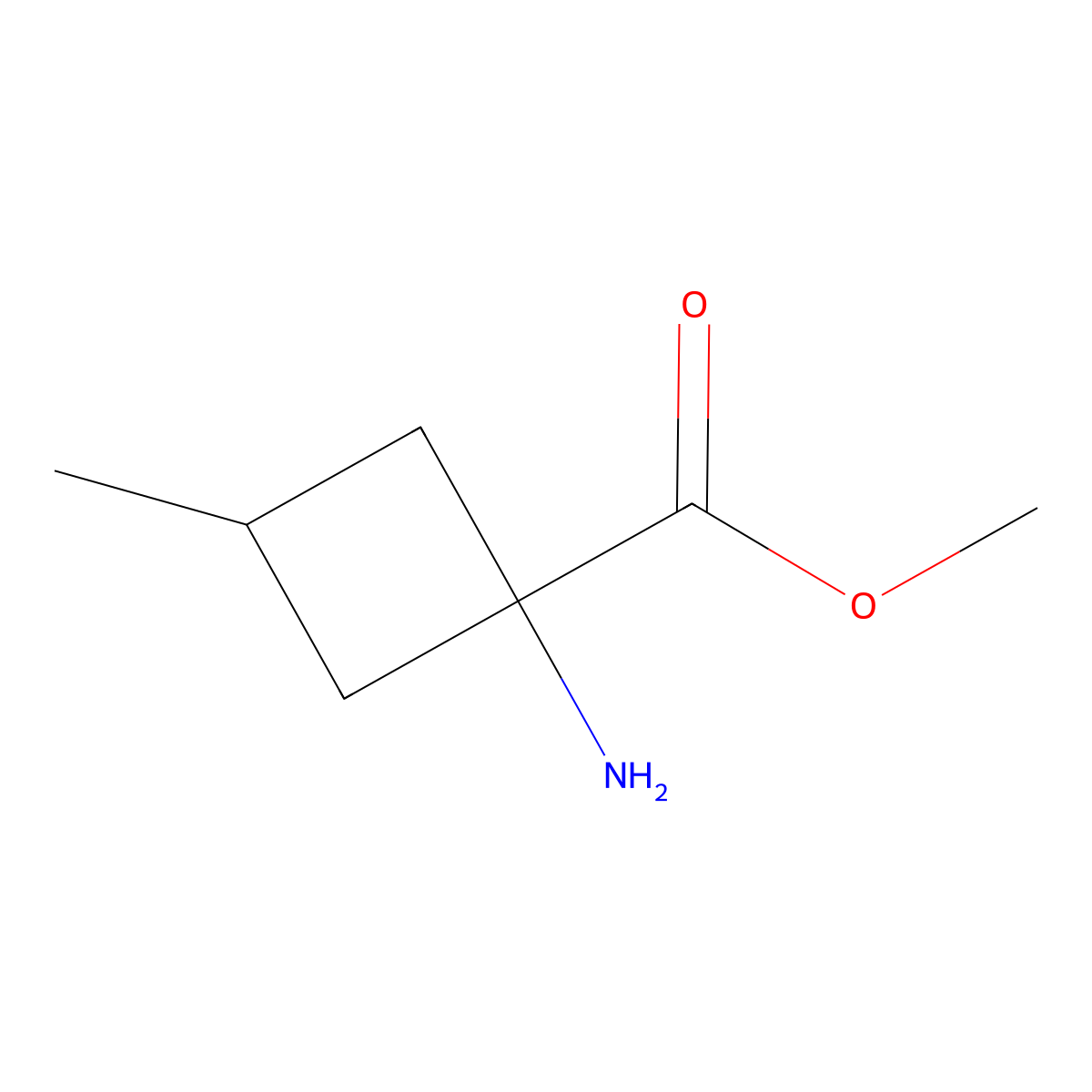 Methyl 1-amino-3-methylcyclobutane-1-carboxylate molecular structure, CAS 1692733-23-5
