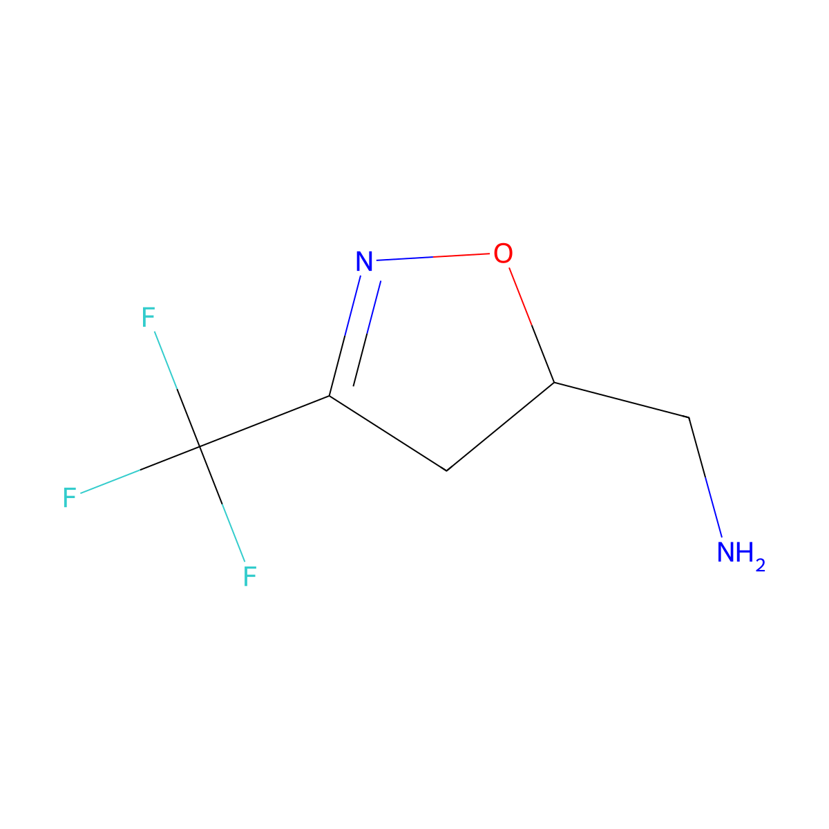 [3-(Trifluoromethyl)-4,5-dihydro-1,2-oxazol-5-yl]methanamine molecular structure, CAS 1692754-90-7