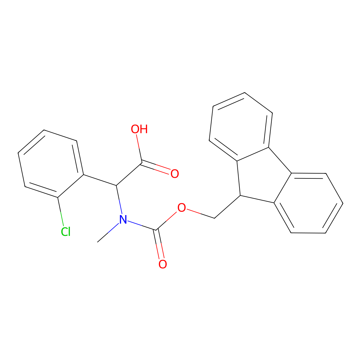 2-(2-chlorophenyl)-2-({[(9H-fluoren-9-yl)methoxy]carbonyl}(methyl)amino)acetic acid molecular structure, CAS 1692769-05-3