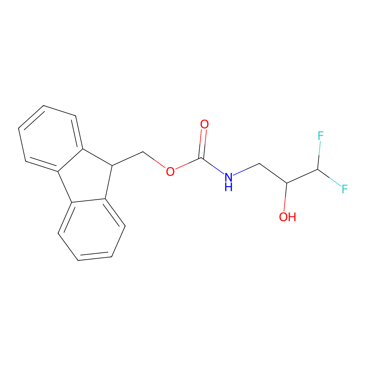 (9H-fluoren-9-yl)methyl N-(3,3-difluoro-2-hydroxypropyl)carbamate molecular structure, CAS 1692775-37-3
