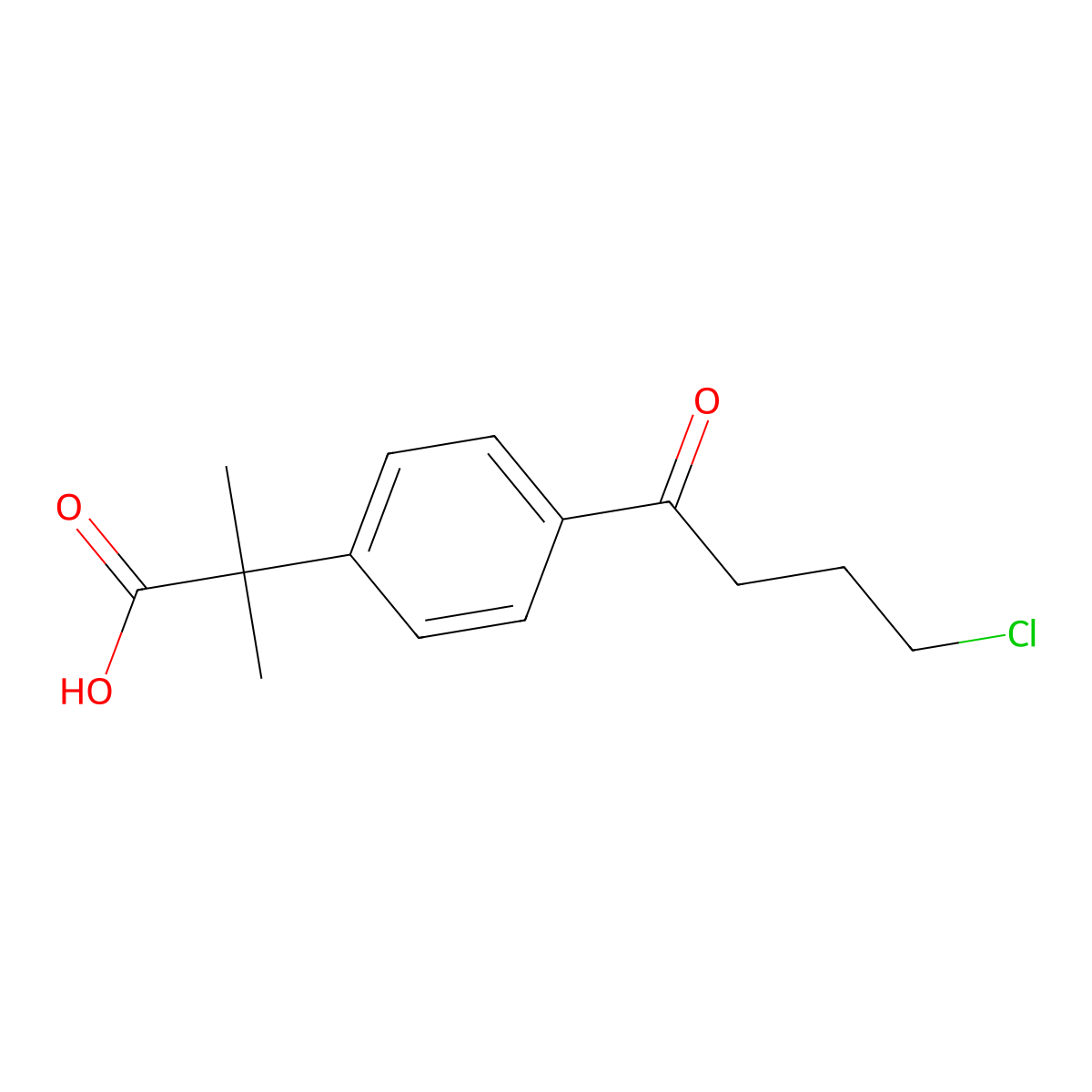 2-(4-(4-Chlorobutanoyl)phenyl)-2-methylpropanoic acid molecular structure, CAS 169280-21-1