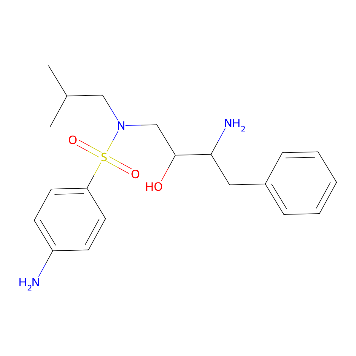 N-((2R,3S)-3-Amino-2-hydroxy-4-phenylbutyl)-N-(2-methylpropyl)-4-aminobenzenesulfonamide molecular structure, CAS 169280-56-2