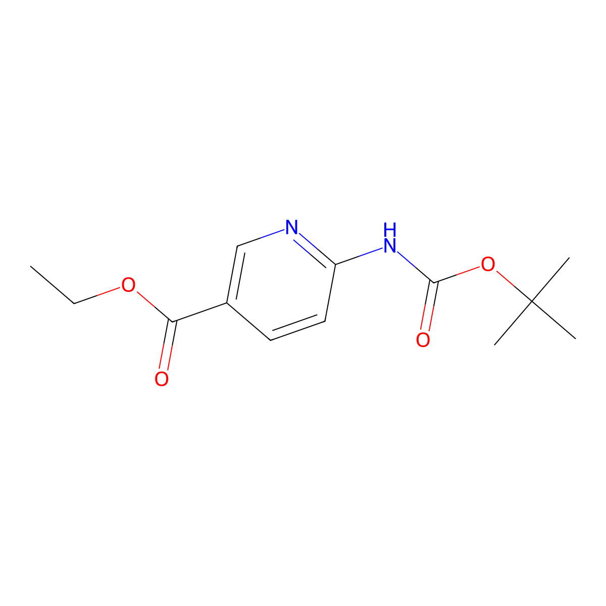Ethyl 6-(((tert-butoxy)carbonyl)amino)pyridine-3-carboxylate molecular structure, CAS 169280-82-4